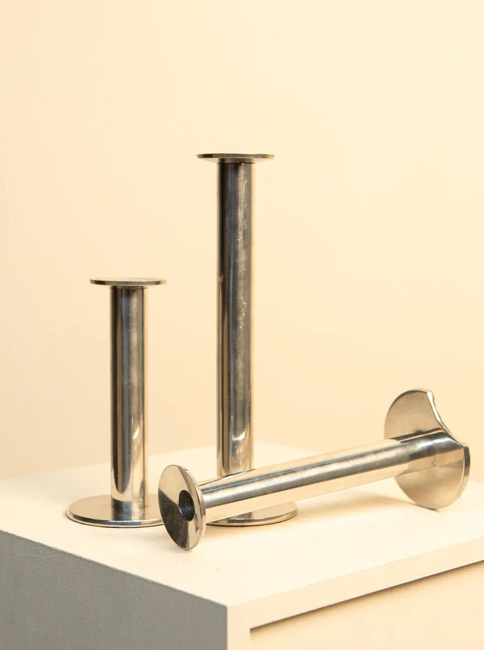 Set of 3 Italian Metal Candle Holders - Image 3