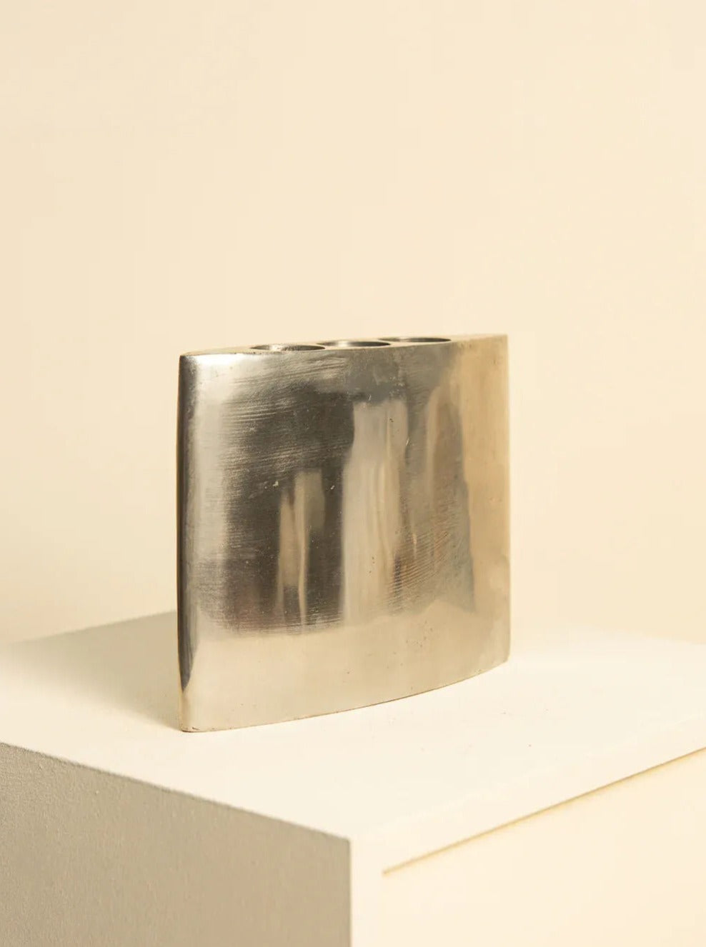 Modernist Aluminum Vase and Candle Bowl