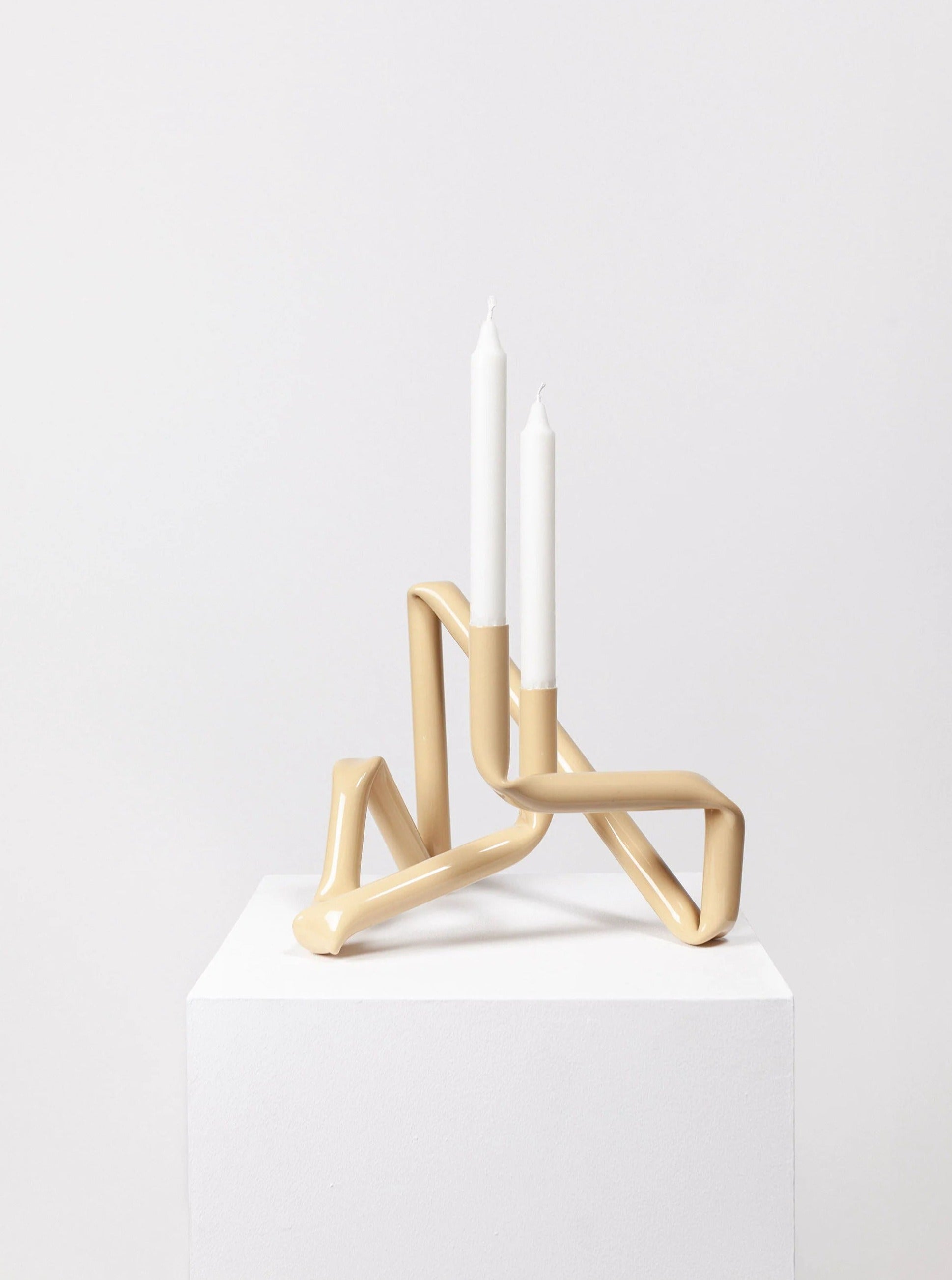 Beige Aluminum Loop Candle Holder - Image 4