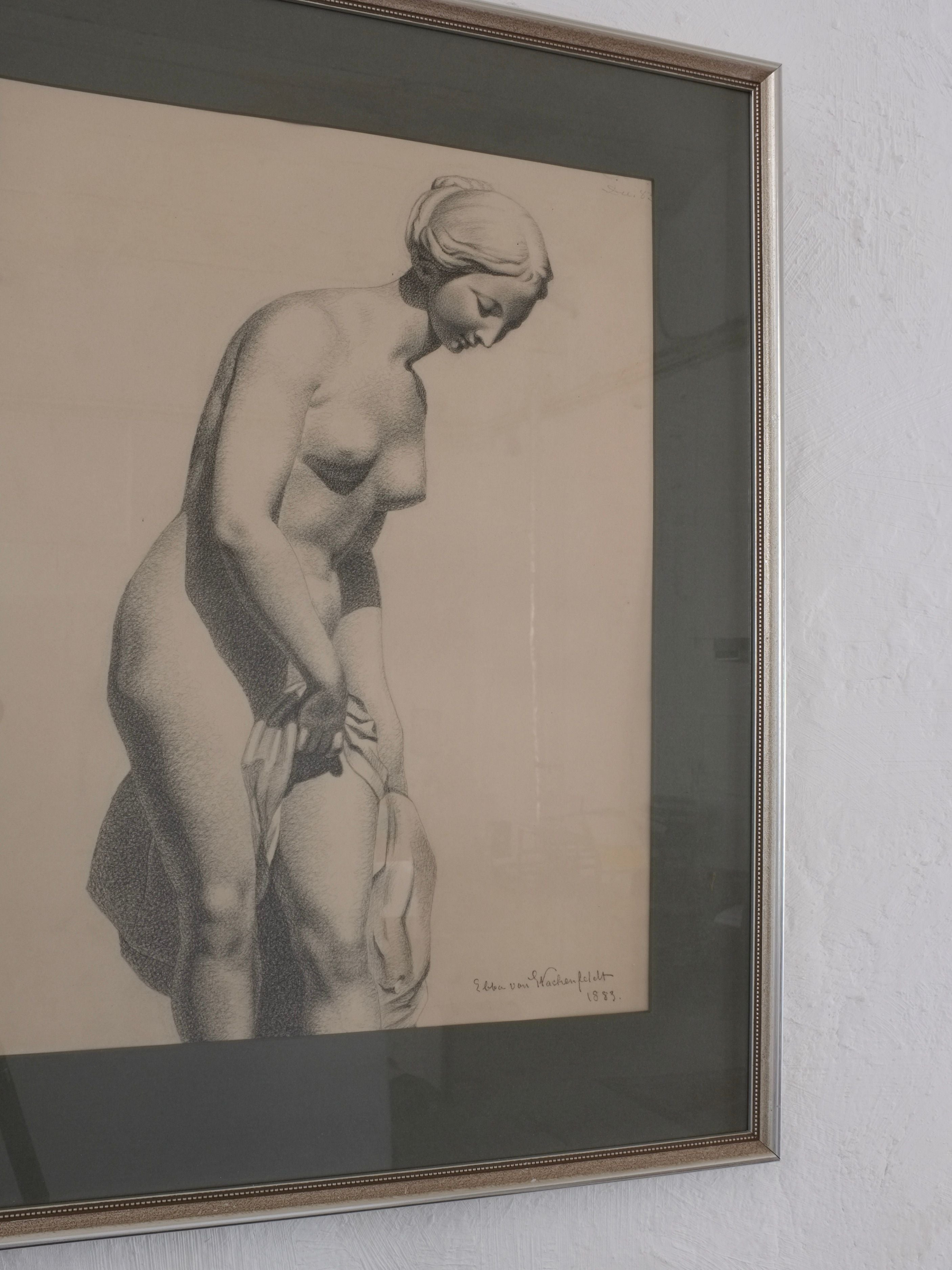 Antique Charcoal Figure Drawing - Image 5