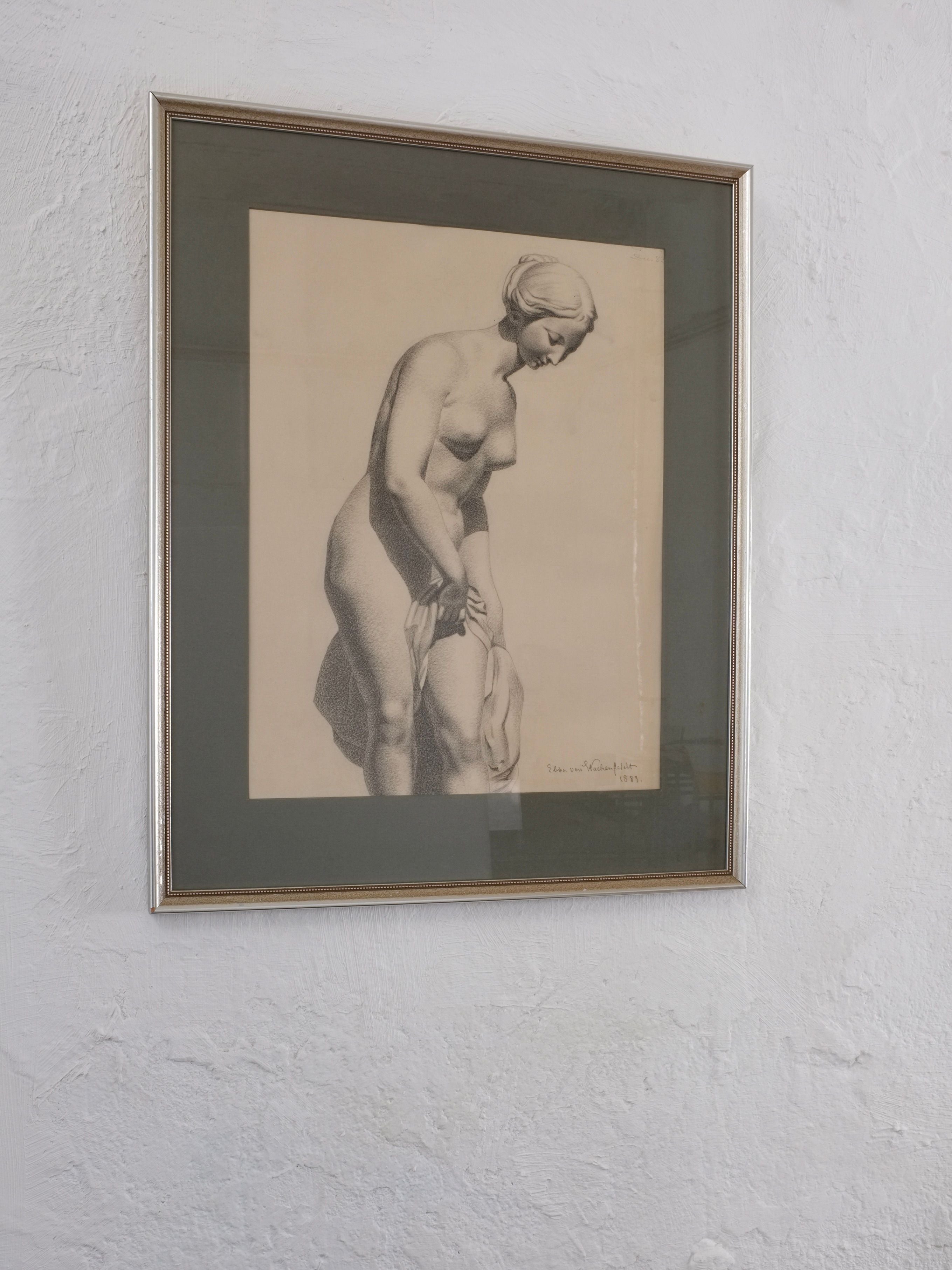 Antique Charcoal Figure Drawing - Image 3