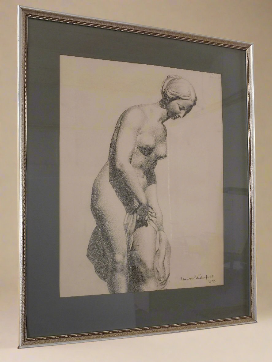 Antique Charcoal Figure Drawing