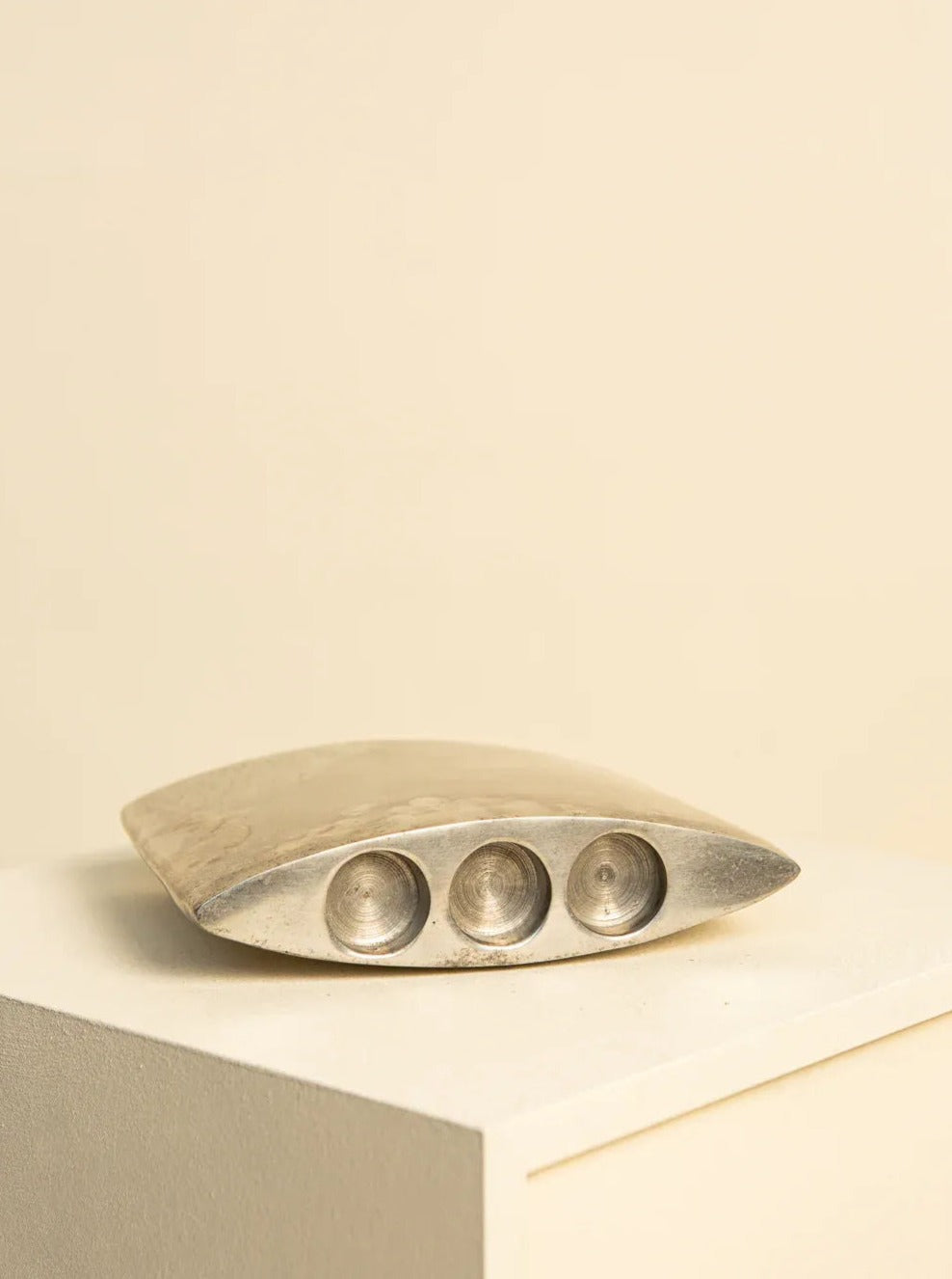 Modernist Aluminum Vase and Candle Bowl - Image 2