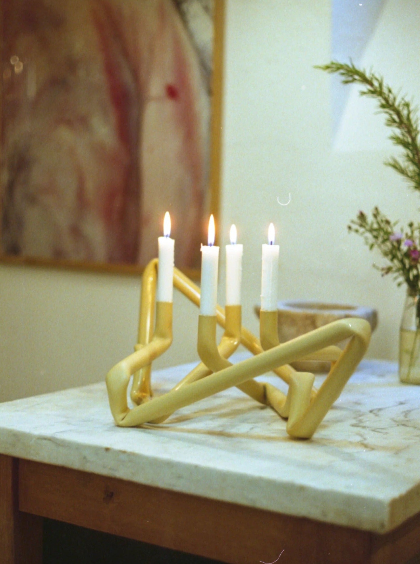 Beige Aluminum Loop Candle Holder - Image 6