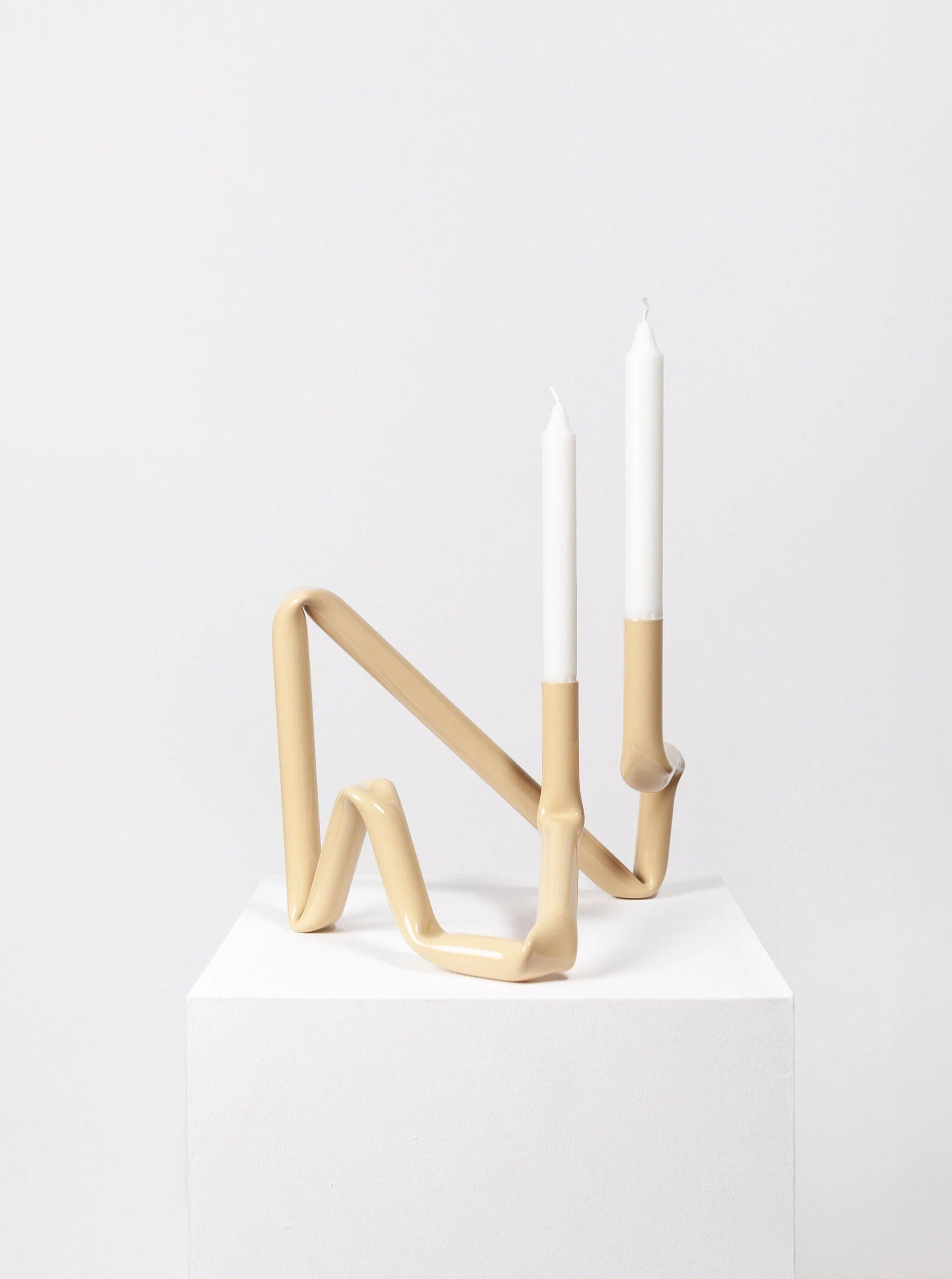 Beige Aluminum Loop Candle Holder - Image 5