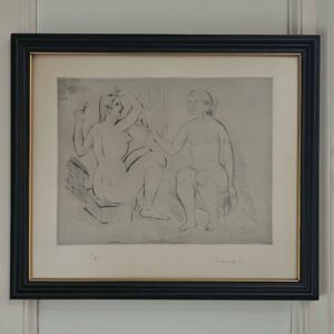 Framed Figurative Bathers Drawing