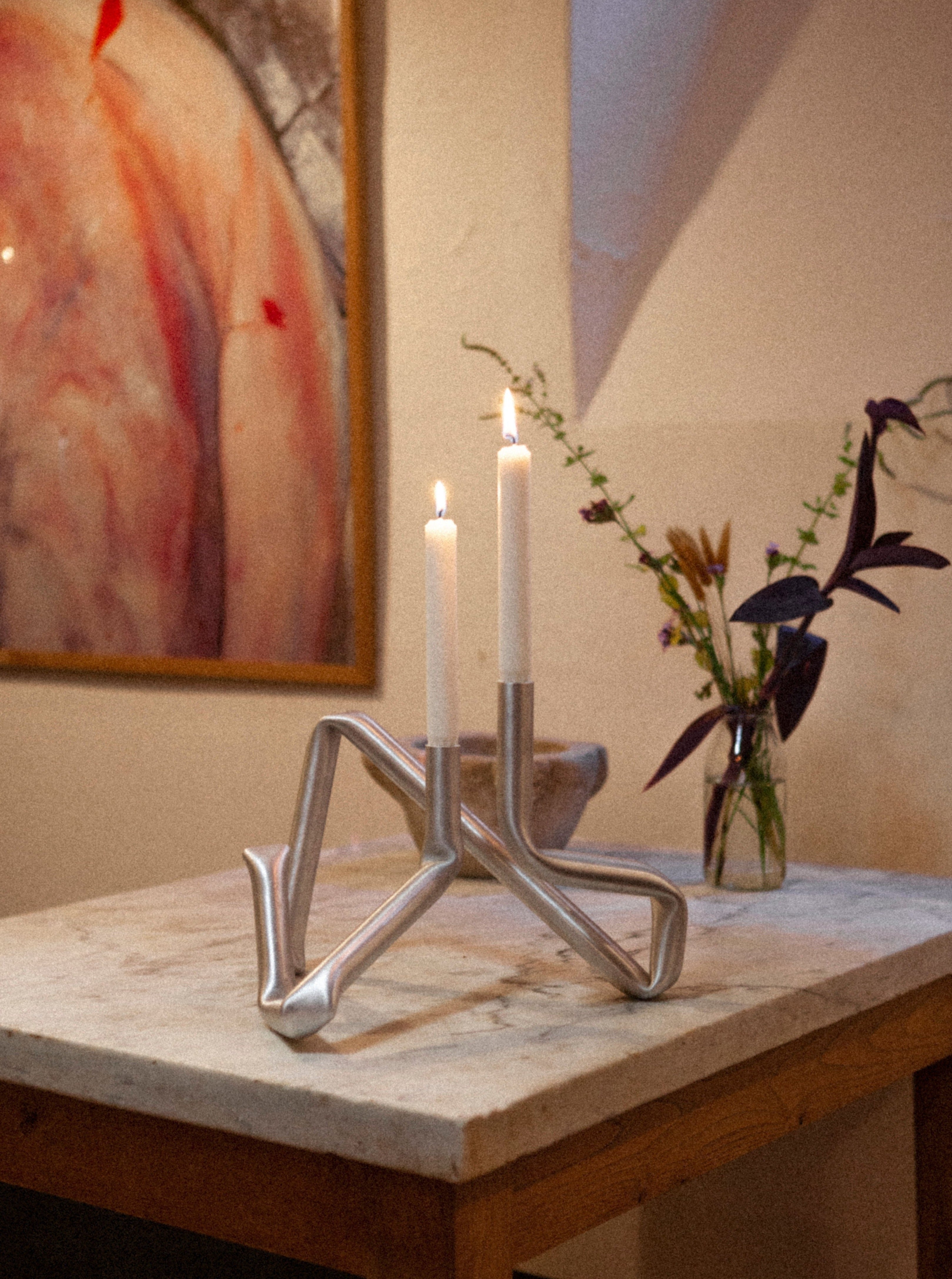 Brushed Aluminum Loop Candle Holder